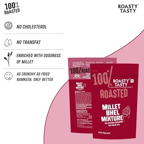 Roasty Tasty Millet Bhel Mix 100g | Ready-to-Eat Healthy Bhel Snack – No Chutney Required | Roasted Namkeen with Millets, Chana & Spices | High Fiber | No Onion No Garlic Bhel Namkeen | Instant Bhel Mix — image 3