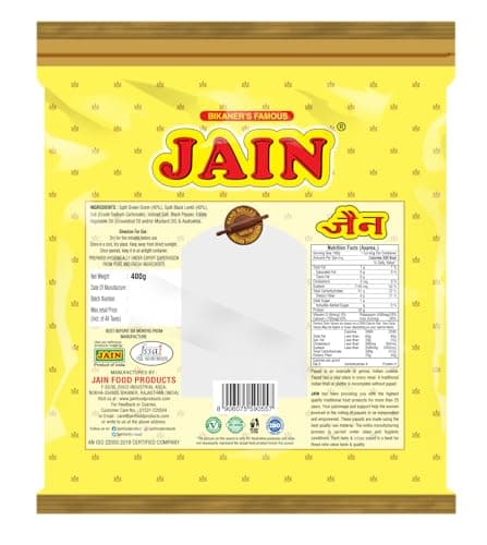 JAIN Papad Moong Dal Special, Light Masala, 400g, Papad Size-10 Inches, Handmade, Zipper Packing, No Preservatives, Contains 22-24 Papads Per Pack — image 2
