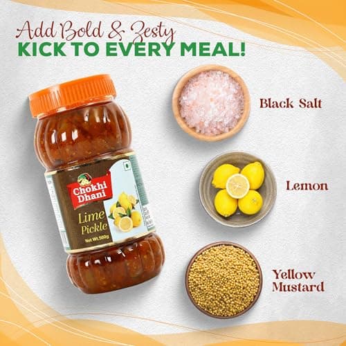 Chokhi Dhani Spicy Lime Pickle Pack of 2 (500g Each) | Nimbu Achar | Oil Free Lemon Pickle | No Onion No Garlic | Tangy & Spicy Indian Pickle | Homemade Taste — image 5