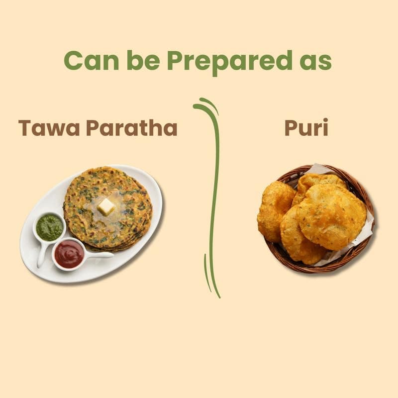 Tiwari’s Kasuri Methi Paratha/Poori Ready-To-Use Atta Mix | 100% Vegetarian Instant Healthy High Protein & Fiber Flatbread Mix With No Preservatives, No Onion & Garlic | 300gm, Pack of 2 — image 5