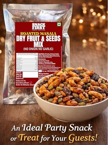 Snack First Roasted Masala Dry Fruit & Seeds Mix | No Onion No Garlic | No Palm Oil | 400G | masala dryfruit mixture | mixed dry Fruit & seeds | Almonds | Black Raisins | Cashewnuts | Pumpkin Seed | Sunflower Seed |Peanuts | Green Raisins | 7 In 1 Super Foods | Vitamin E | High protein | Healthy Snack, Gym Snack | — image 2