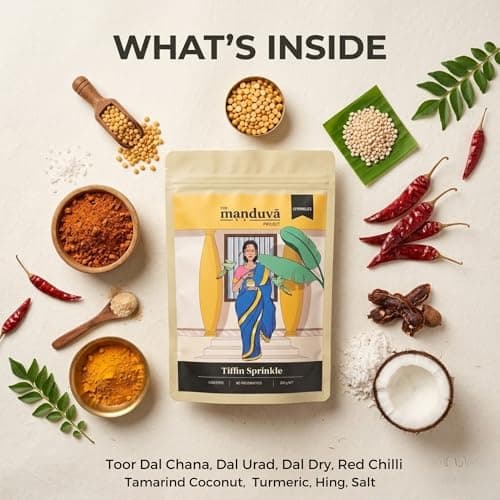 The Manduva Project Tiffin Sprinkle Podi 200g | Jain No Garlic No Onion | Andhra-Style Idli Karam | Roasted Lentils, Coconut & Tamarind | Hand-Pounded Traditional Sprinkle | No Preservatives — image 3
