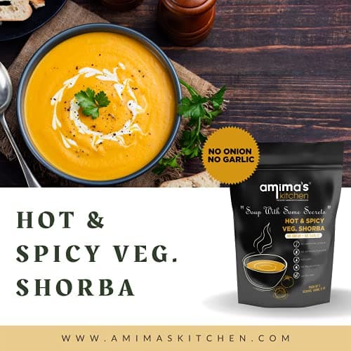 Amima's Kitchen Hot & Spicy Veg. Shorba Jain Soup (No Onion No Garlic) - 100 Grams [Serves 10] | Instant Soup Mix Powder | Ready To Cook | No Artificial Flavour & Colour | Gluten Free | Non GMO | Healthy Soup — image 3