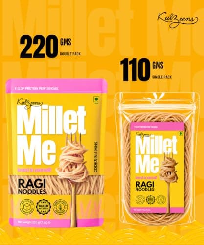 Millet Me by Kuizeens Ragi Noodles - 110G (Pack of 1) |100% Millet Noodle|Protein-Rich | Easy-to-Make | Fresh & Flavourfull | No MSG |No Preservatives|Ready in Minutes | Jain | No Onion & Garlic — image 3
