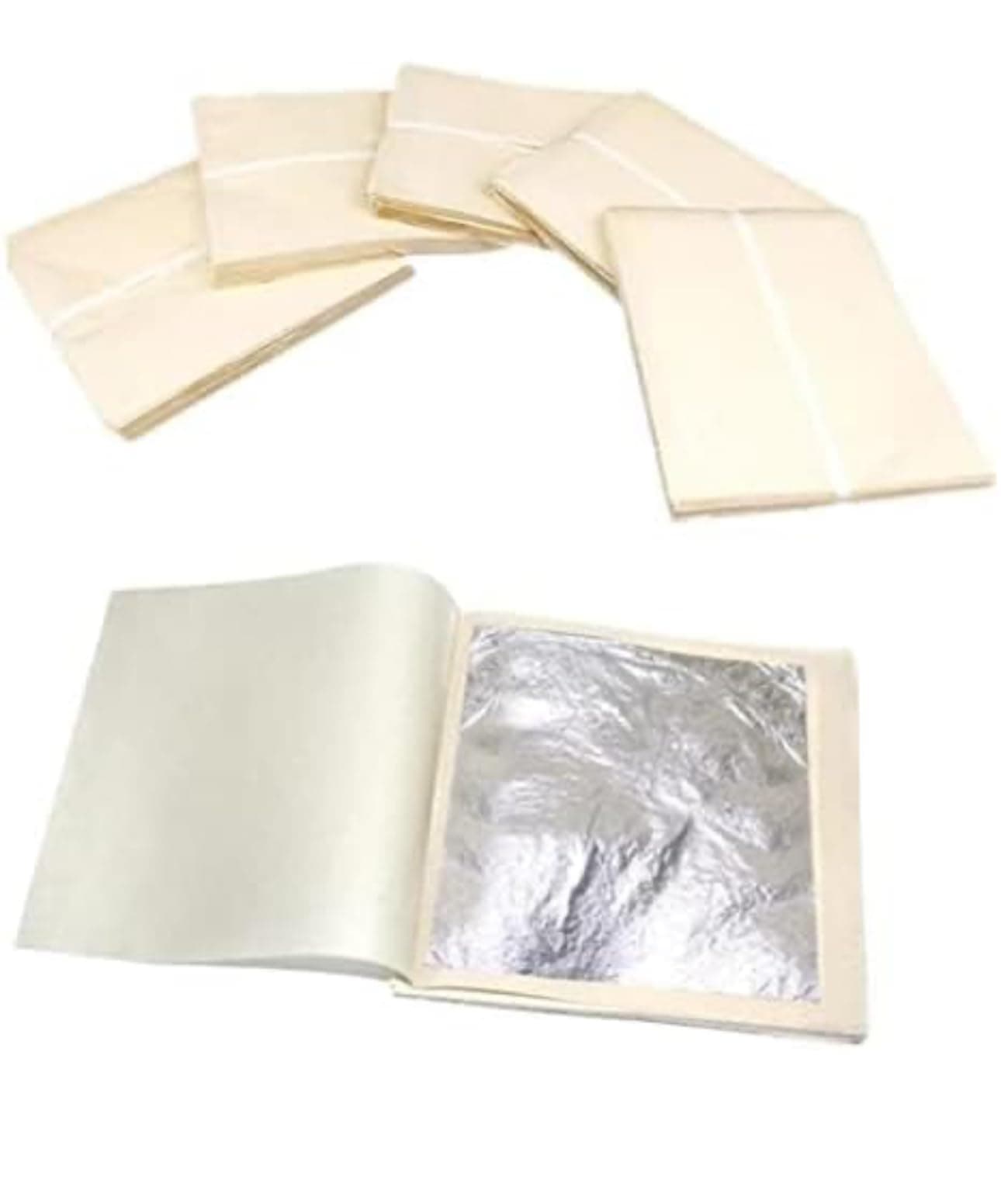 Edible Silver Leaves, 15 Sheets Size 5 Inches by 3 Inchee , Chandi ka Vark for Sweets, Cakes and Desserts Ayurveda Paan Cardamom and Supari Wrapping Jain Temple Pooja Prashad Bhog & Jain Darasar — image 3
