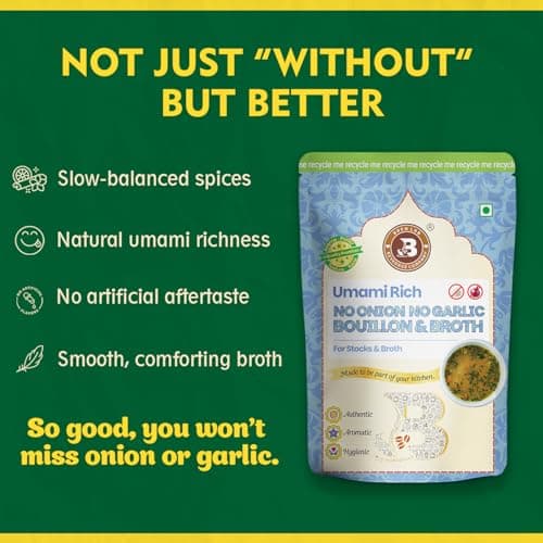 Brew Lab No Onion No Garlic Bouillon & Broth Powder, 500g, Instant Vegetable Stock, Plant-Based, Jain-Friendly, Umami Seasoning for Soups, Gravies & Cooking — image 4