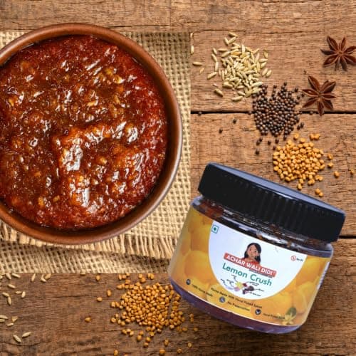 Achar Wali Didi Lemon Crush Pickle Khatta-Meetha in Fresh Homemade Oil-Free Nimbu ka Achar with No Onion or Garlic Traditional Lemon Chunda Style Sweet & Sour Pickle No Chemical Preservatives (300g) — image 2