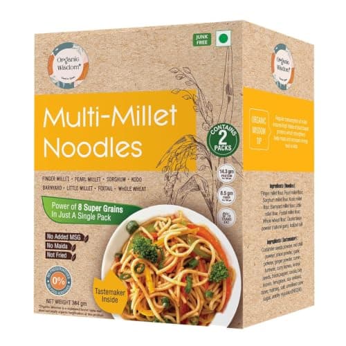 Organic Wisdom-Back to Roots Multi Millet Vegan Noodles | 384 Gm(Contains 2 Packs)| Made With 8 Super Grains | Not Fried - Sun Dried | Junk Free | No Maida, Msg or Refined Oil