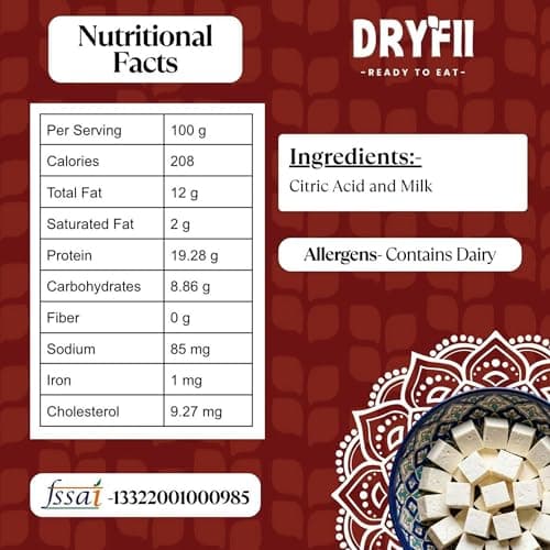 Dryfii Ready-to-Eat Dal Paratha (5 Pcs Parathas) with Paneer Cubes | Protein Veg Combo Meal | Pure Vegetarian — image 3