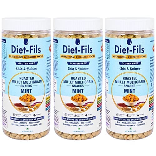 Diet-Fils Jain Special Roasted Multigrain Snacks Mint(No Onion No Garlic Based) Combo (130 gmx3 Pack)