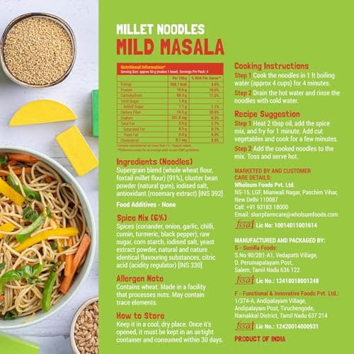 Slurrp Farm No Maida Hakka Noodles, Not Fried, No MSG, Classic Millet and Mild Millet Noodles Combo, Pack of 2, 192g Each — image 2