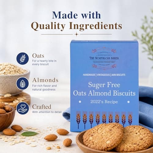 Amba Sugar Free Oats Almond (200g) & Peepe Wale Aata Biscuits (250g) Combo | Handmade Jain Biscuits | Premium Tea-Time Snacks — image 2