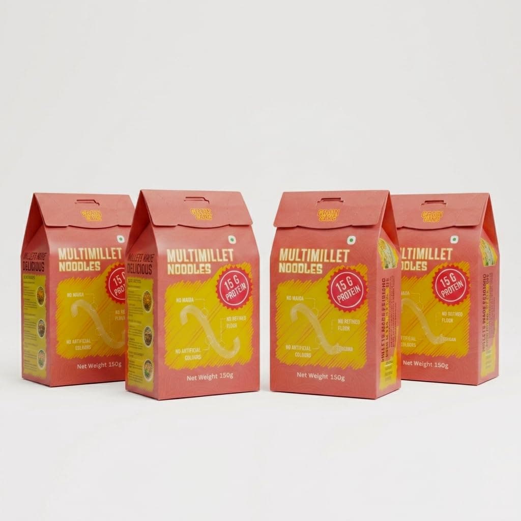 GRAINGANG Multimillet Noodles | No Maida | 15g Protein | Not Fried | No Artificial Colours | 150g Each | Pack of 4 — image 2