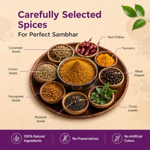 Shasha Sambhar Masala 100g - Spice Mix for Authentic South Indian Sambhar - No Onion or Garlic - From the House of Pansari — image 3