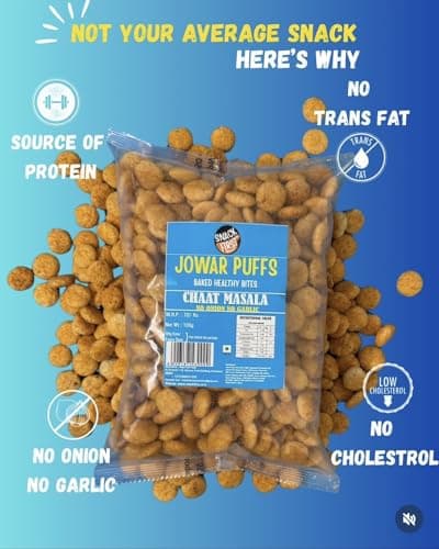 Snack First Baked Jowar Puff Combo Of 2, No Onion No Garlic, Jain, Chaat Masala & Creamy Cheese, Healthy Snack, Diet-food, Low Calorie, Nutritious Snack, Each 100g Pouch — image 2