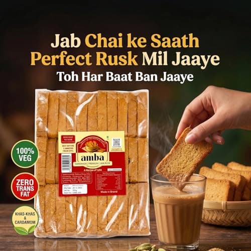 Amba Handmade Premium Jain Suji Rusk & Sugar Free Oats Almond Biscuits Combo Pack | Crispy Tea Time Snacks | Traditional Bakery Style | Healthy Everyday Snacking | 100% Vegetarian — image 3