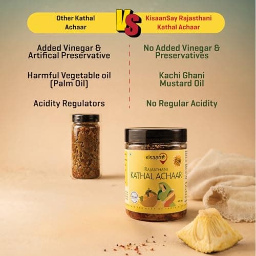 KisaanSay Jackfruit Pickle| Katahal ka Achar | Kathal achaar | 400 GM | Traditional Spicy & Tangy | No Preservatives, No Vinegar | Made in Pure Mustard Oil | Sun-Dried | Homemade Taste | Plastic Jar | No Onion & No Garlic | hodale | palapazham | chakka | kanthal | — image 7