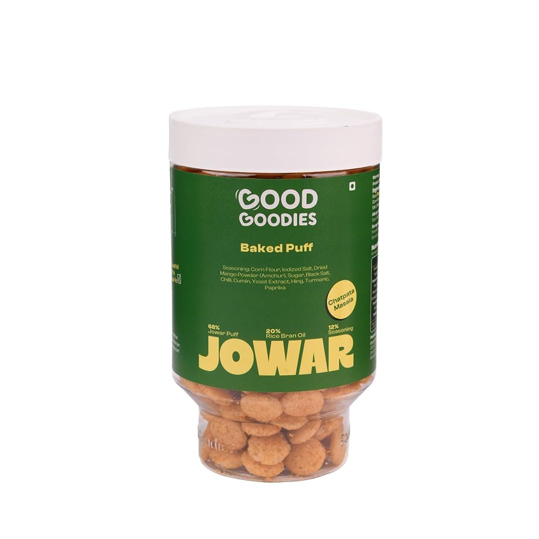 Good Goodies Baked Jowar Puff Chatpata Masala | Baked Not Fried | Millet-Based Snack | No Maida, No Palm Oil, No Maltodextrin | No Artificial Colours or Preservatives | Light & Crunchy | Diet-Friendly | 100g | Pack of 1