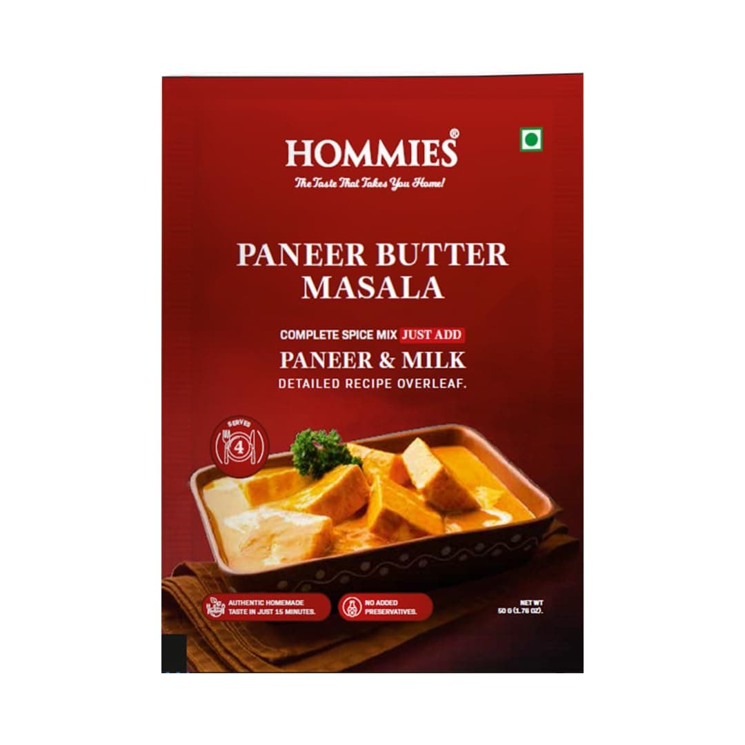 Hommies Dhaba Style Paneer Butter Masala Curry Spice Mix (Pack of 4) | Ready to Cook in 15 mins | Just Add Paneer and Milk | Shahi Paneer Butter Masala Spice Mix | Serves 4 | Made with Cashew Nuts | No Preservatives | 200 gm (50 gm each) — image 2