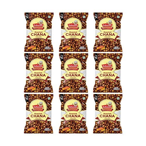 Jabsons Roasted Chana Mahabaleshwar Black, 200 gm|100% roast | No Onion No Garlic | Desi Roasted Chana Namkeen Snacks Gluten-Free | Crunchy Protein Snacks Bhuna Chickpea Ready to Eat Salted (Pack of 9)