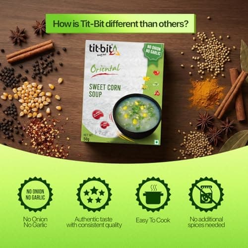 Tit-Bit Sweet Corn Soup Powder, Pack of 5 (250g), Instant Creamy and Tasty Corn Soup, No Onion No Garlic, Ready-to-eat Soup Packets for Easy Preparation — image 4