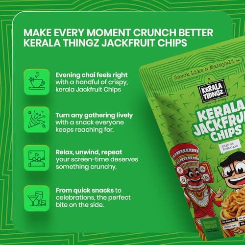 Kerala Thingz Jackfruit Chips Kerala 300g | Crispy Jackfruit | Authentic Namkeen | Healthy Chips Pack | Healthy Snacks for Adults & Healthy Snacks for Kids | Premium Jackfruit chips from Kerala | Chakka chips (300g) — image 4