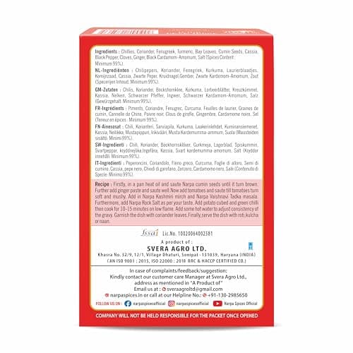 Narpa Vaishnavi Tadka Masala 100g | No Onion No Garlic | Pure Satvik Masala for Indian Cooking, Pack of 2 — image 3