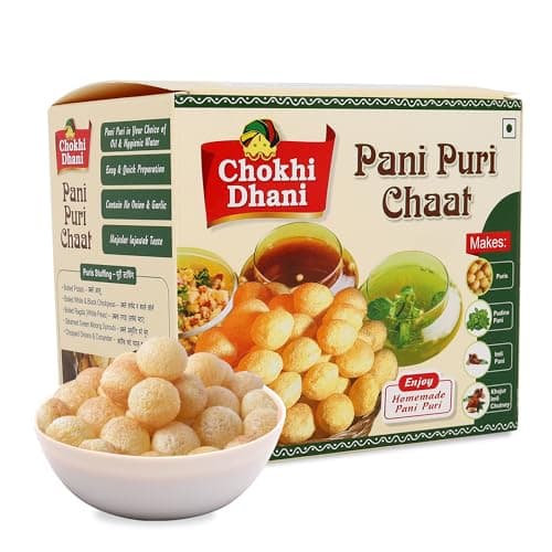 Chokhi Dhani Pani Puri Chaat Kit with Mint & Coriander Chutney (210g) & Tamarind Chutney (250g) | Crispy Flat Puris, Pudina Pani & Imli Chutney | No Onion No Garlic — image 8