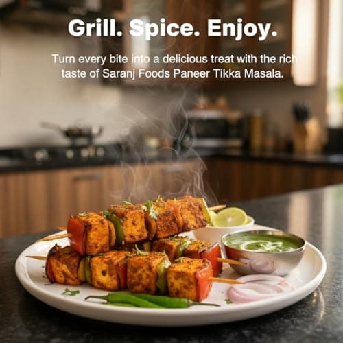 SARANZ Paneer Tikka Jain Blended Masala Perfect for Cooking, Ready to Use, No added colours, Spice Powders and Masalas, Premium Artisanal Spices with Rich & Strong Flavour-100 Grams Sprinkler Jar — image 5