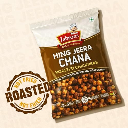 Jabsons Roasted Chana Hing Jeera | Contains Black Chana, Chilli Powder, Indian Spices for Flavour | 100% roasted | Gluten-Free Crunchy Protein Snacks | Bhuna Chana Masala with Iodized Salt | No Onion No Garlic | 150g — image 4