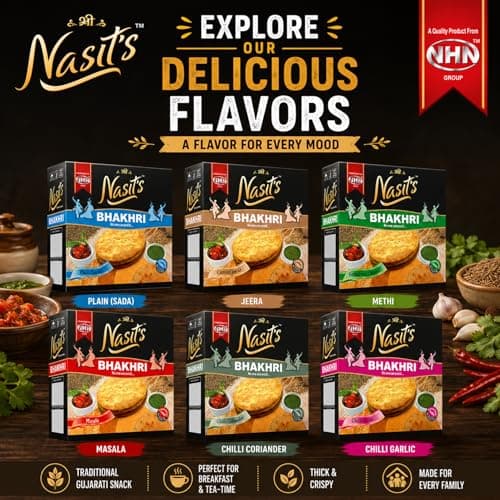 Nasit’s Bhakhri | Thick & Crispy Gujarati Breakfast Snack | Ready to Eat Traditional Bhakhri | Available in Multiple Flavors (Chilli Coriander) — image 7