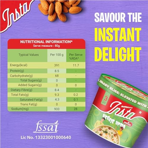 Insta Ahaar Ready To Eat Upma, Cuppa 80g Pack of 1 — image 2
