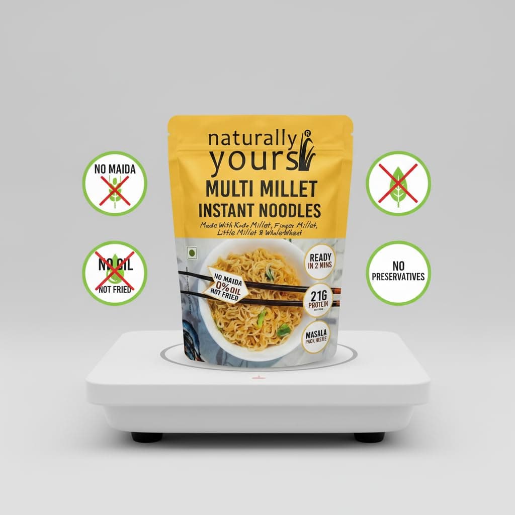 Naturally Yours Multi Millet Instant Noodles 175g | Kodo & Little Millet + Whole Wheat | 21g Protein | High Fiber | No Maida | Non-Fried | No Onion No Garlic Jain-Friendly | Tastemaker | Pack of 1 — image 5