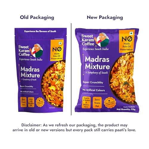 Sweet Karam Coffee’s South Indian Crunchy Combo Pack - Ribbon Pakoda & Special Madras Mixture | No Maida & No Vanaspati, Zero Trans Fat, Heart-healthy Oil | Authentic Taste of Tradition (95g Each) — image 4