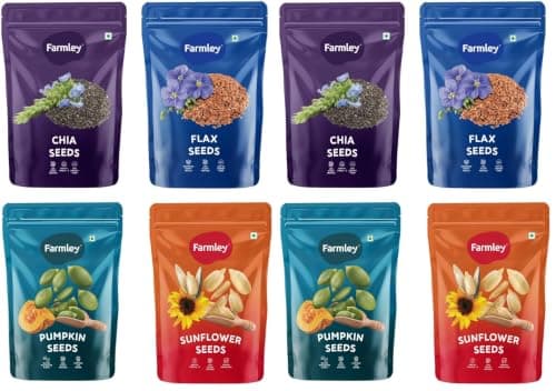 Farmley Edible Seeds Combo 800 g | Chia Seed + Sunflower Seed + Pumpkin Seed I Superfood Mix for Healthy Eating | Rich in Protein & Fiber (200g, each) (Pack of 4) — image 8