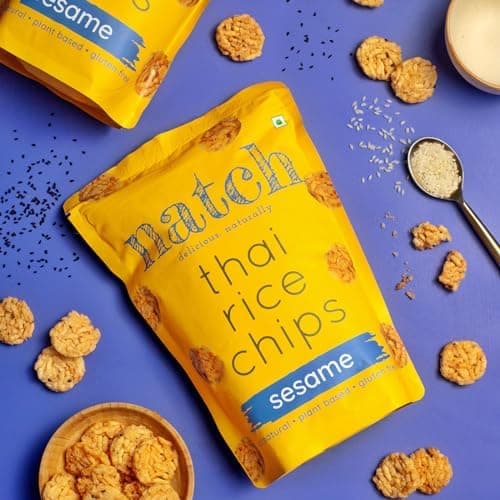 Natch Thai Sticky Rice Chips, Gluten Free, Vegan, Party Family Pack, All Natural Crunchy Crackers (Sesame) 100 Gm — image 5