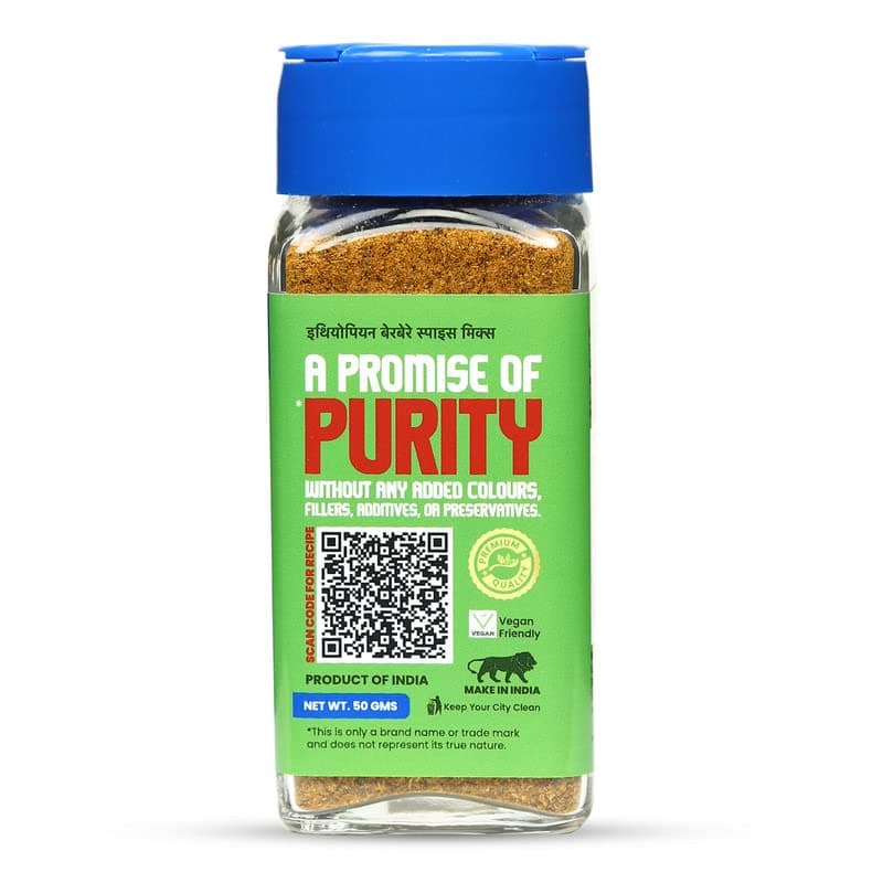 CRISTA Ethiopian Berbere Spice Mix | Vegetable Curry Masala | Vegan | No Onion | No Garlic | Zero added Colours, Fillers, Additives & Preservatives | 50 gms — image 3