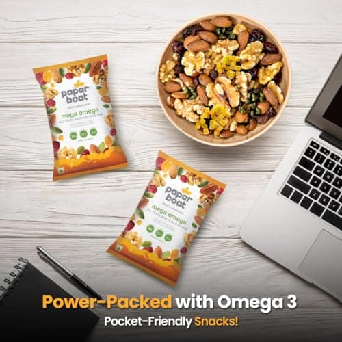 Paper Boat Mega Omega Dry Fruits Mix, Premium Trail Mix with Omega 3 | Healthy Mixed Nuts with Almonds | Walnuts | Cranberry | Pumpkin Seeds (Pack of 10, 30g each) — image 6
