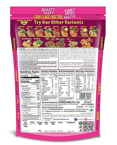 Roasty Tasty Cornflakes Mixture Roasted Namkeen 340g | Palm Oil Free Snack | Replacement of Fried Namkeen & Bhujiya | Ideal Millet Snack | Low Calorie Snacks - No Cholesterol, No Transfat Diet Mixture Millet Snacks Items | Roasted Chivda Cornflakes — image 2