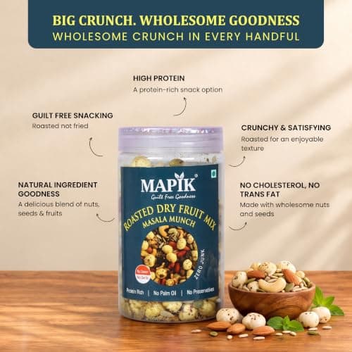 Mapik Roasted Dry Fruits Mix Masala Munch – Premium Trail Mix with Almond, Cashew, Seeds, Makhana & Dried Fruits | High Protein Crunchy Snack | No Palm Oil, No Preservatives | 200g — image 5