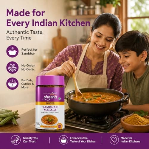 Shasha Sambhar Masala 100g - Spice Mix for Authentic South Indian Sambhar - No Onion or Garlic - From the House of Pansari — image 7