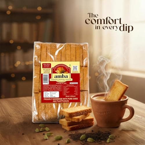 Khas-Khas Suji Rusk (350g) – Premium Poppy Seed Semolina Toast – Handmade Jain Rusk with Cardamom & Fennel – Traditional 1984 Recipe – Crispy Tea-Time Snack — image 4