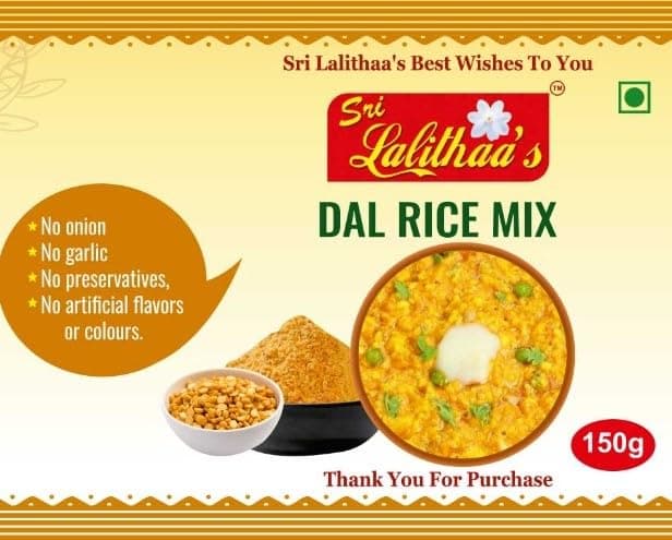 Sri Lalithaa's Dal Rice Mix Powder Paruppu Podi Pappu Annam Podi 150gms, Authentic, No Artificial flavors, No Artificial Colours, No Onion, No Garlic — image 4