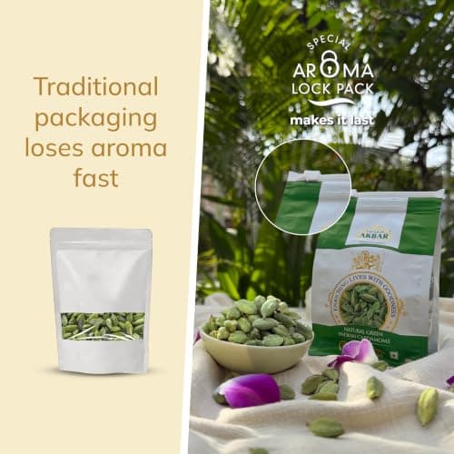 Emperor Akbar Alleppey Whole Green Cardamom 7–8mm | Premium Kerala Elaichi | Long-Lasting Aroma | 100% Natural & Handpicked | Antioxidant-Rich Spice for Tea, Cooking & Desserts | 50g | Pack of 1 — image 5