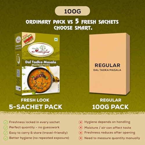 Manish Mangla Dal Tadka Masala 100g (Pack of 2) | Authentic Indian Spice Mix | No Onion No Garlic | Fresh Hygienic Pack | Perfect Blend for Rich & Flavorful Dal — image 3