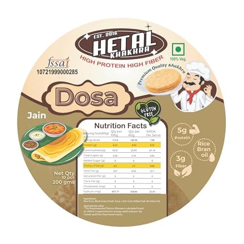 Dhosa Khakhra JAIN | Gluten Free | Crispy| Ready To Eat | High Protein High Fiber| No Palm Oil | 200g Vacuum Pack Of 2 — image 2