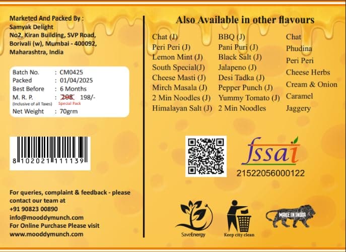 Mooddy Munch Cheese Masti Jain Flavoured & Roasted Makhana (70g) Healthy Indian Snacks, Jain Variety, No Onion No Garlic. — image 3