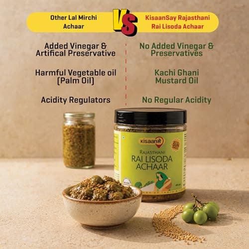 KisaanSay Indian Olive and Rai Pickle| Raai Lisoda ka achaar | Rai Lisoda achar | 400 GM | Traditional Spicy & Tangy | No Preservatives, No Vinegar | Made in Pure Mustard Oil | Sun-Dried | Homemade Taste | Plastic Jar | No Onion & No Garlic | jalpai | lasora | lasoda | Glue Berry and Mustard Pickle | — image 6