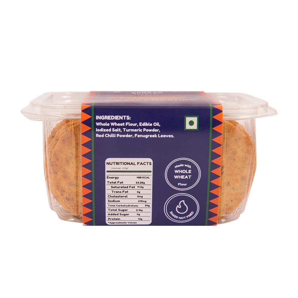 Methi Mini Khakhra by THE ACHAAR LIBRARY | Whole Wheat Crisps | Bite-Sized | (180 grams) — image 6