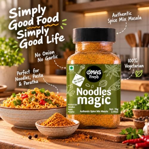 Omas Fresh No Onion, No Garlic Noodles Magic Authentic Spice Mix Masala Powder 70G | Jain Masala Best for Making Noodles, Pasta, Paratha, Wrap, 0.068 Kg — image 3